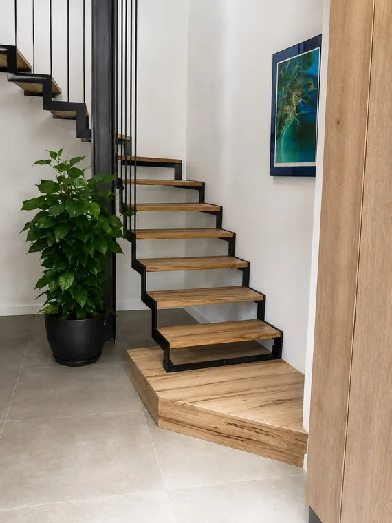 Escalier acier & bois contemporain — vue 2